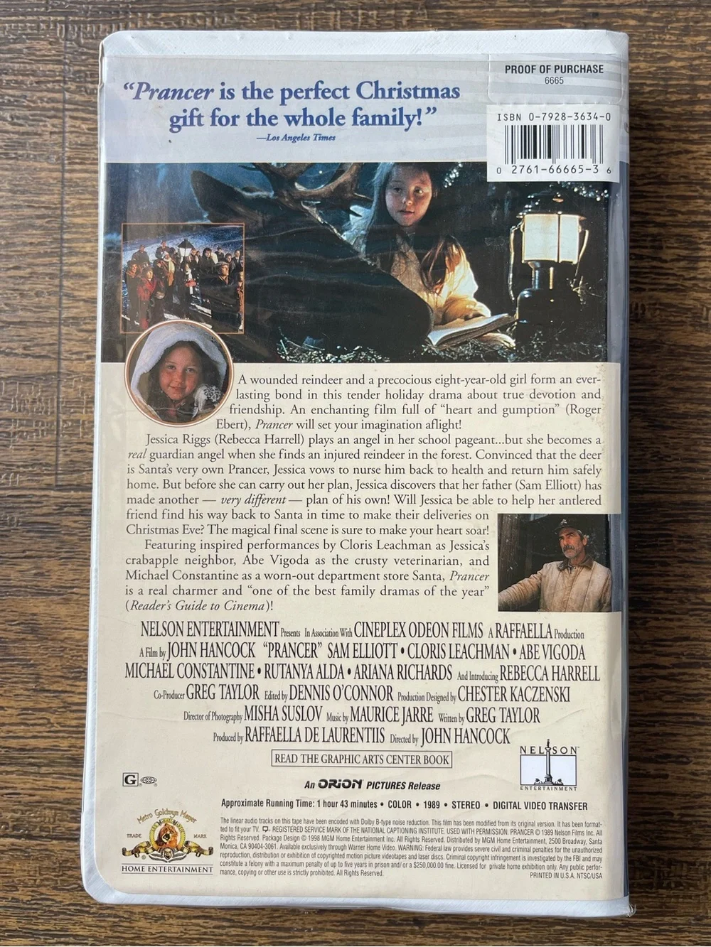 Prancer VHS 1989 MGM Family Entertainment Sam Elliott Case M506665